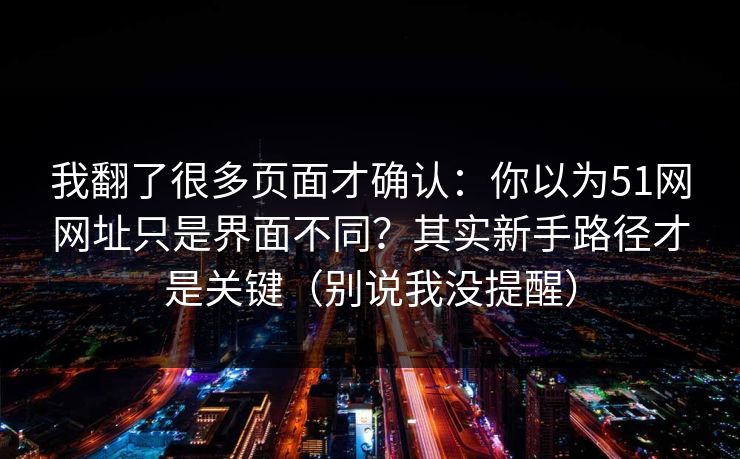 我翻了很多页面才确认：你以为51网网址只是界面不同？其实新手路径才是关键（别说我没提醒）