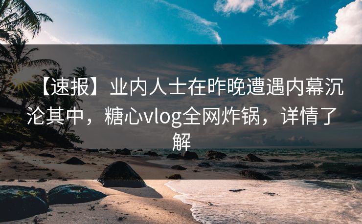 【速报】业内人士在昨晚遭遇内幕沉沦其中，糖心vlog全网炸锅，详情了解