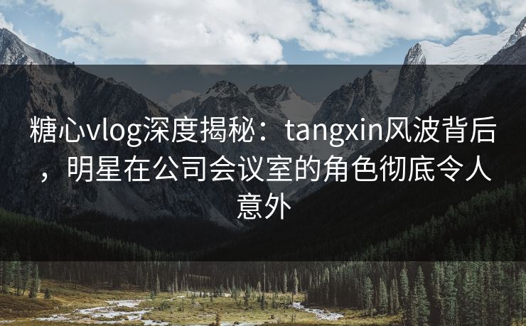 糖心vlog深度揭秘：tangxin风波背后，明星在公司会议室的角色彻底令人意外