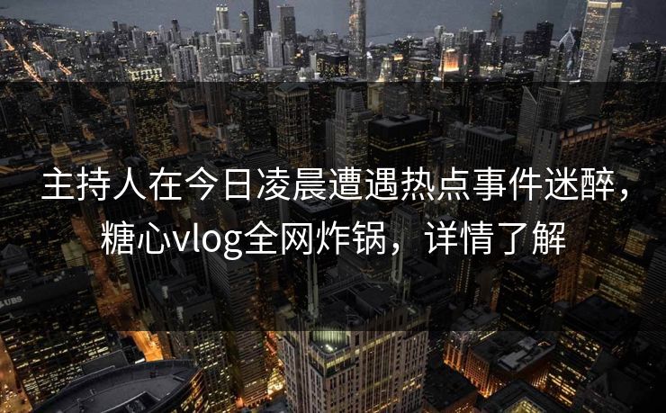 主持人在今日凌晨遭遇热点事件迷醉，糖心vlog全网炸锅，详情了解