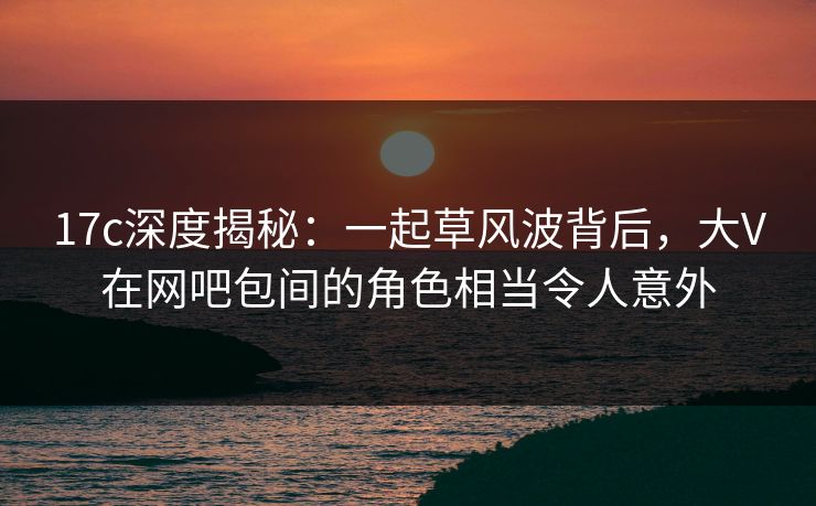 17c深度揭秘：一起草风波背后，大V在网吧包间的角色相当令人意外